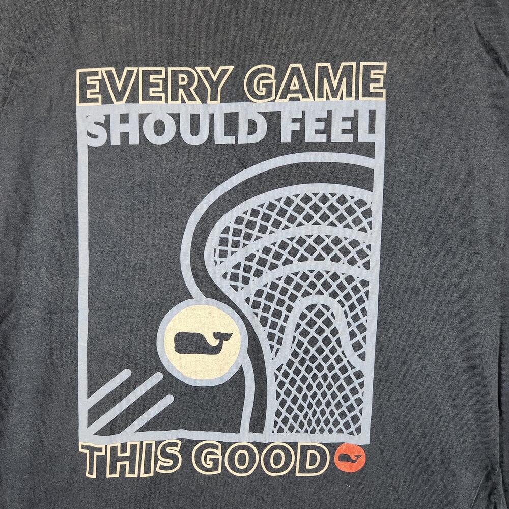 Vineyard Vines Shirt Mens XL Blue Lacrosse Every Game Graphic Pocket Back Print